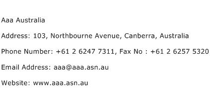 Aaa Australia Address Contact Number