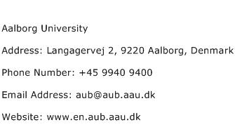 Aalborg University Address Contact Number