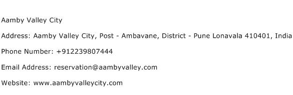 Aamby Valley City Address Contact Number