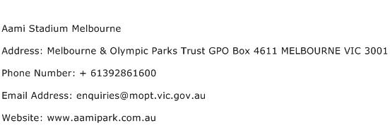 Aami Stadium Melbourne Address Contact Number