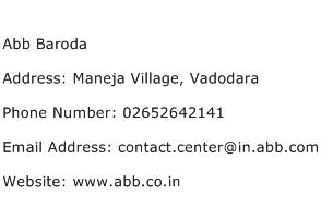 Abb Baroda Address Contact Number