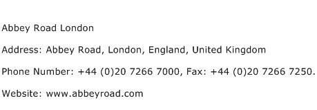 Abbey Road London Address Contact Number