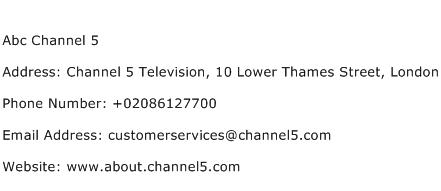 Abc Channel 5 Address Contact Number
