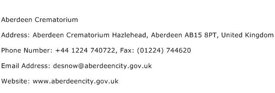 Aberdeen Crematorium Address Contact Number