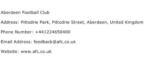 Aberdeen Football Club Address Contact Number