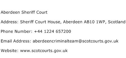 Aberdeen Sheriff Court Address Contact Number