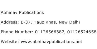 Abhinav Publications Address Contact Number