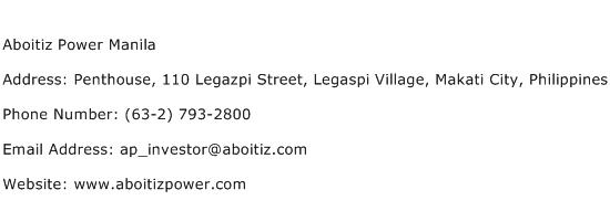 Aboitiz Power Manila Address Contact Number
