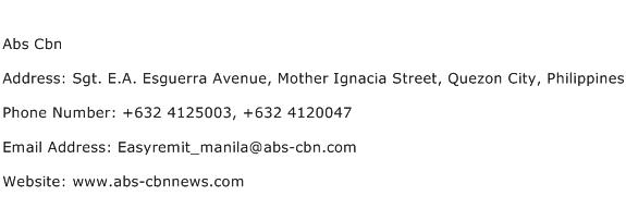 Abs Cbn Address Contact Number