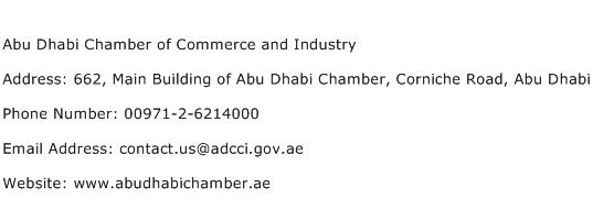 Abu Dhabi Chamber of Commerce and Industry Address Contact Number