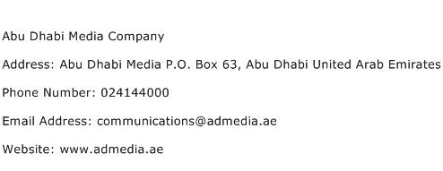 Abu Dhabi Media Company Address Contact Number