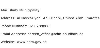 Abu Dhabi Municipality Address Contact Number