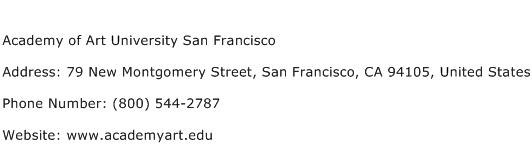 Academy of Art University San Francisco Address Contact Number