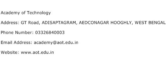 Academy of Technology Address Contact Number