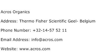 Acros Organics Address Contact Number