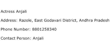 Actress Anjali Address Contact Number