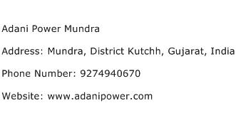 Adani Power Mundra Address Contact Number