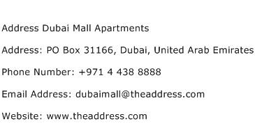 Address Dubai Mall Apartments Address Contact Number