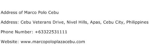 Address of Marco Polo Cebu Address Contact Number