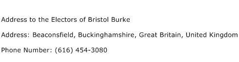 Address to the Electors of Bristol Burke Address Contact Number
