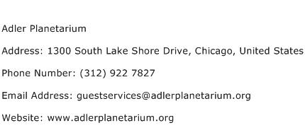 Adler Planetarium Address Contact Number
