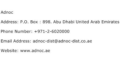 Adnoc Address Contact Number