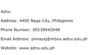 Adnu Address Contact Number