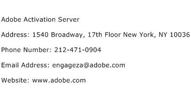 Adobe Activation Server Address Contact Number