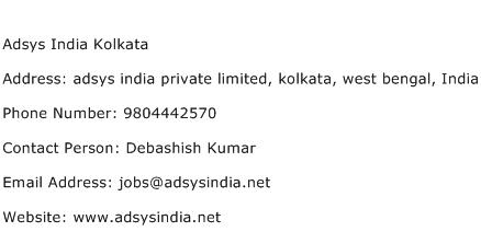 Adsys India Kolkata Address Contact Number