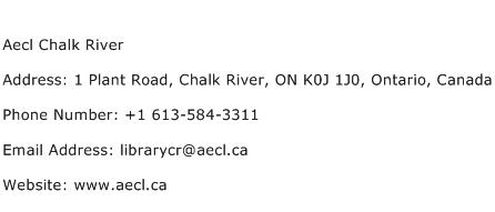 Aecl Chalk River Address Contact Number