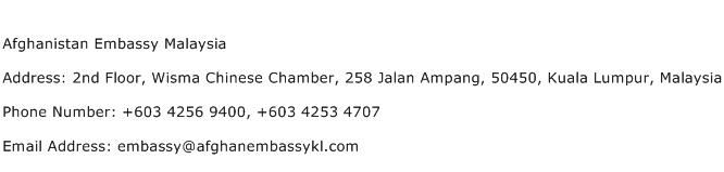 Afghanistan Embassy Malaysia Address Contact Number
