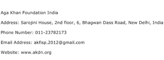 Aga Khan Foundation India Address Contact Number