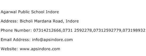 Agarwal Public School Indore Address Contact Number
