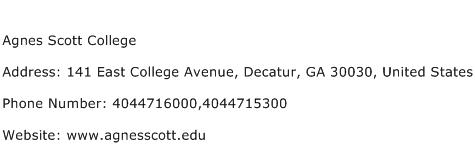 Agnes Scott College Address Contact Number