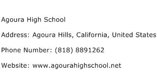 Agoura High School Address Contact Number