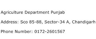 Agriculture Department Punjab Address Contact Number