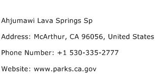 Ahjumawi Lava Springs Sp Address Contact Number
