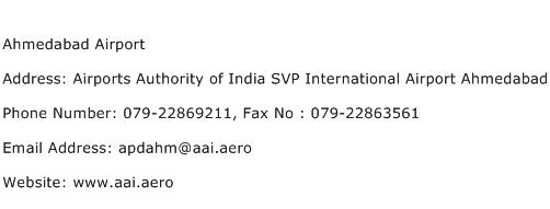 Ahmedabad Airport Address Contact Number