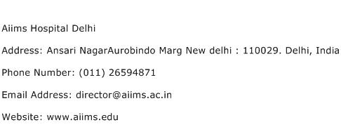 Aiims Hospital Delhi Address Contact Number