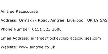Aintree Racecourse Address Contact Number