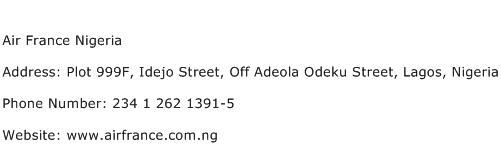 Air France Nigeria Address Contact Number