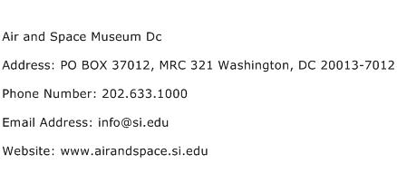 Air and Space Museum Dc Address Contact Number