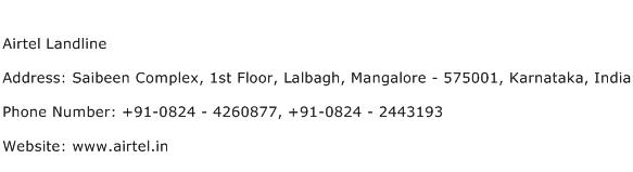 Airtel Landline Address Contact Number