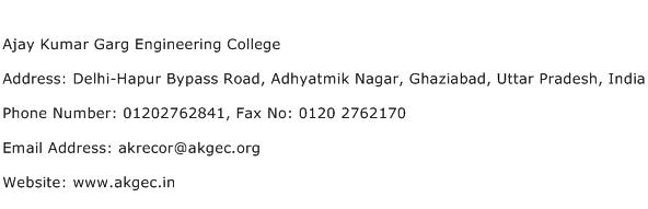 Ajay Kumar Garg Engineering College Address Contact Number