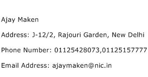 Ajay Maken Address Contact Number