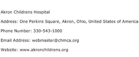 Akron Childrens Hospital Address Contact Number
