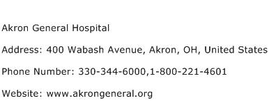Akron General Hospital Address Contact Number