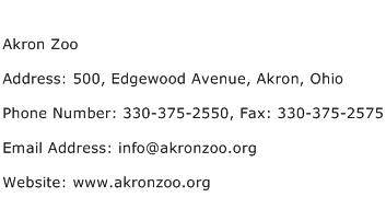 Akron Zoo Address Contact Number