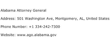 Alabama Attorney General Address Contact Number