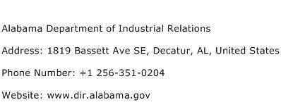 Alabama Department of Industrial Relations Address Contact Number